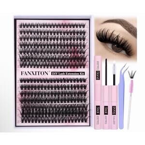 FANXITON DIY Individual Eyelash Extension Kit - 280 Pieces 40D + 50D Curvature